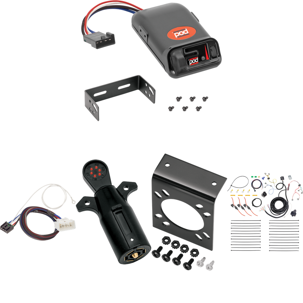 Fits 2016-2023 Toyota Tacoma 7-Way RV Wiring + Pro Series POD Brake Control + Plug & Play BC Adapter + 7-Way Tester By Tekonsha