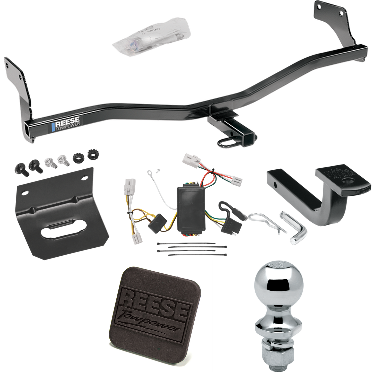 Fits 2009-2012 Hyundai Elantra Trailer Hitch Tow PKG w/ 4-Flat Wiring Harness + Draw-Bar + 1-7/8" Ball + Wiring Bracket + Hitch Cover (For Touring Models) By Reese Towpower