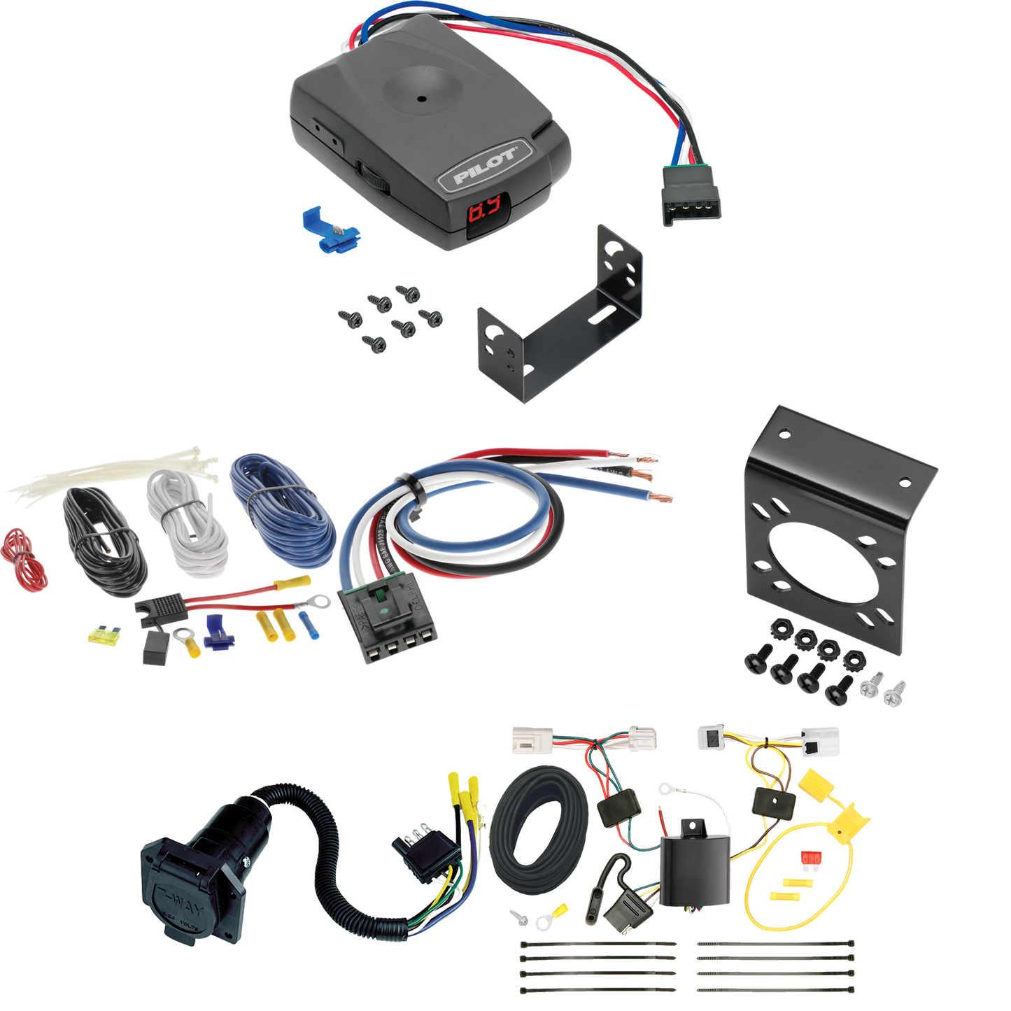 Fits 2008-2013 Nissan Rogue 7-Way RV Wiring + Pro Series Pilot Brake Control + Generic BC Wiring Adapter (Excludes: Krom Models) By Tekonsha