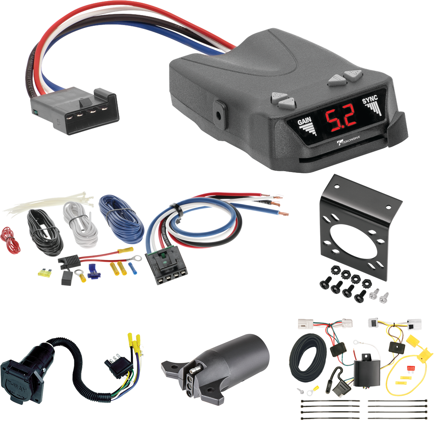 Fits 2014-2020 Nissan Rogue 7-Way RV Wiring + Tekonsha Brakeman IV Brake Control + Generic BC Wiring Adapter + 7-Way to 4-Way Adapter (Excludes: Sport Models) By Tekonsha