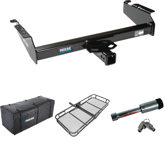 Fits 1994-2001 Dodge Ram 1500 Trailer Hitch Tow PKG w/ 60" x 24" Cargo Carrier + Cargo Bag + Hitch Lock By Reese Towpower