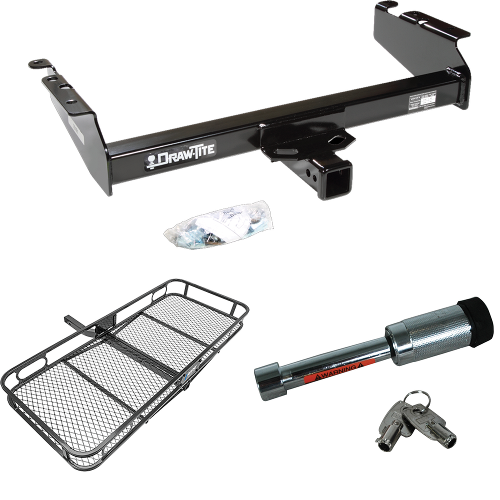 Fits 1994-2001 Dodge Ram 1500 Trailer Hitch Tow PKG w/ 60" x 24" Cargo Carrier + Hitch Lock By Draw-Tite