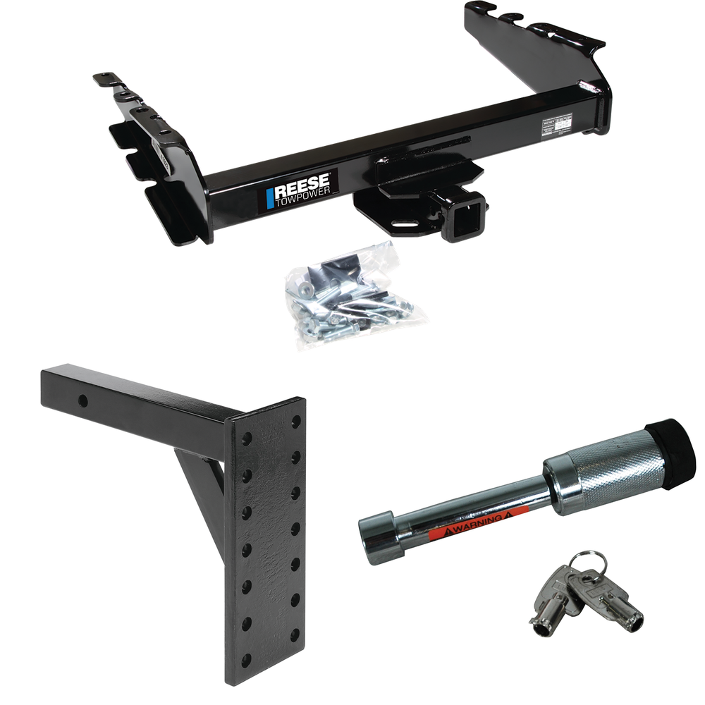 Fits 1994-2001 Dodge Ram 1500 Trailer Hitch Tow PKG w/ 7 Hole Pintle Hook Mounting Plate + Hitch Lock By Reese Towpower