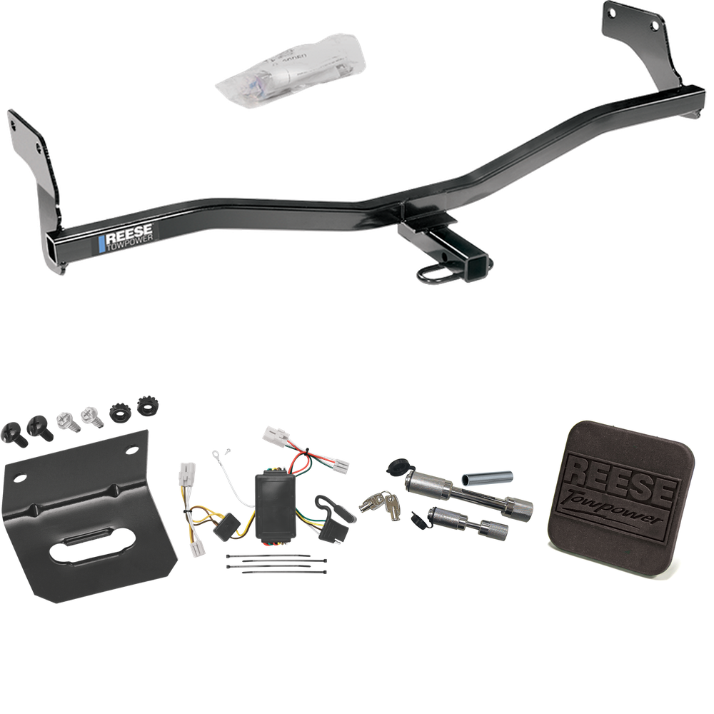 Fits 2009-2012 Hyundai Elantra Trailer Hitch Tow PKG w/ 4-Flat Wiring Harness + Hitch Cover + Dual Hitch & Coupler Locks (For Touring Models) By Reese Towpower