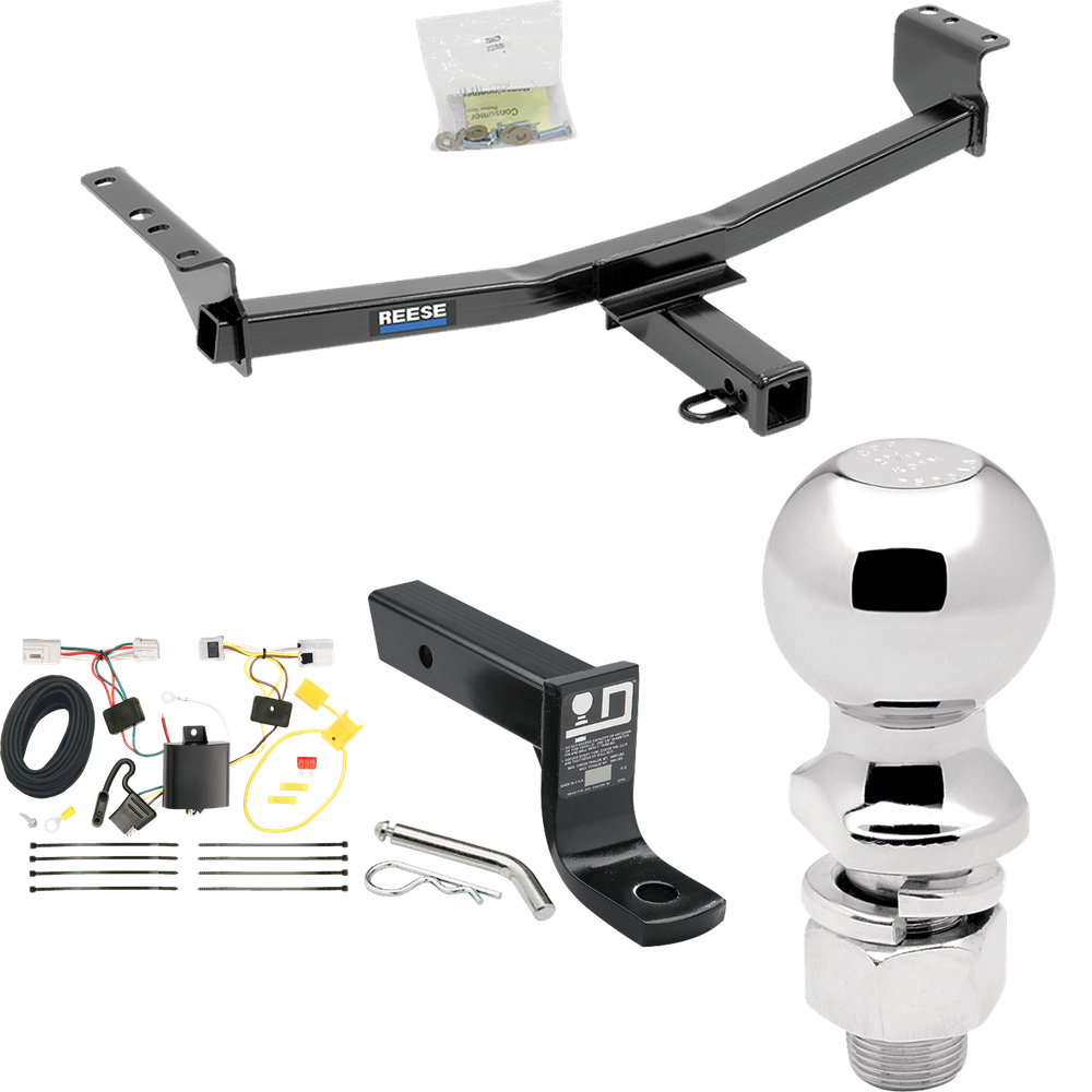 Fits 2014-2014 Nissan Rogue Select Trailer Hitch Tow PKG w/ 4-Flat Wiring + Ball Mount w/ 4" Drop + 2-5/16" Ball By Reese Towpower