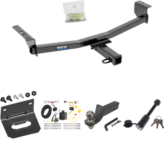 Fits 2008-2013 Nissan Rogue Trailer Hitch Tow PKG w/ 4-Flat Wiring + Interlock Tactical Starter Kit w/ 2" Drop & 2" Ball + Tactical Dogbone Lock + Wiring Bracket (Excludes: Krom Models) By Reese Towpower