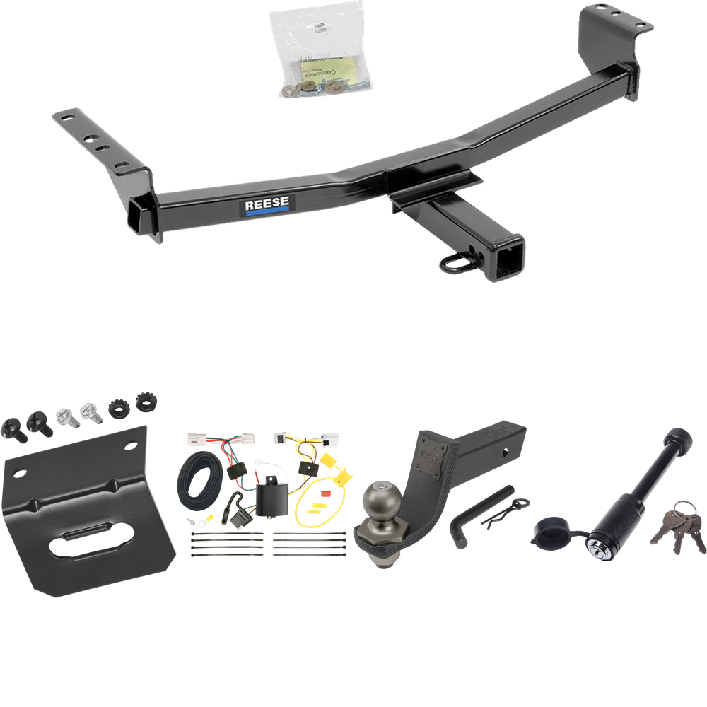 Fits 2014-2014 Nissan Rogue Select Trailer Hitch Tow PKG w/ 4-Flat Wiring + Interlock Tactical Starter Kit w/ 3-1/4" Drop & 2" Ball + Tactical Dogbone Lock + Wiring Bracket By Reese Towpower