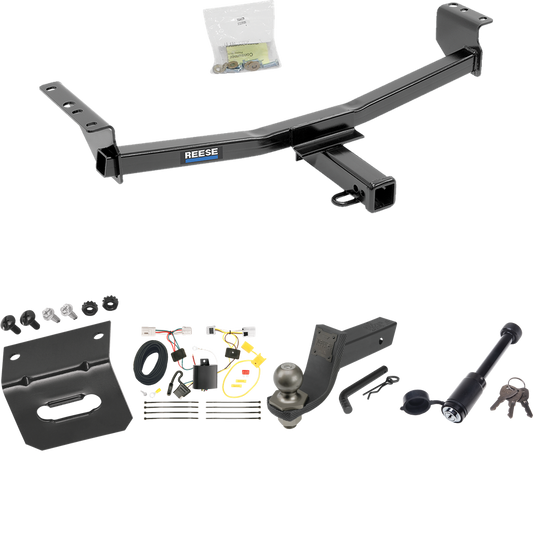 Fits 2014-2014 Nissan Rogue Select Trailer Hitch Tow PKG w/ 4-Flat Wiring + Interlock Tactical Starter Kit w/ 3-1/4" Drop & 2" Ball + Tactical Dogbone Lock + Wiring Bracket By Reese Towpower