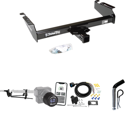 Fits 1994-1994 Dodge Ram 1500 Trailer Hitch Tow PKG w/ 8K Round Bar Weight Distribution Hitch w/ 2-5/16" Ball + Pin/Clip + Tekonsha Prodigy iD Bluetooth Wireless Brake Control + 7-Way RV Wiring By Draw-Tite