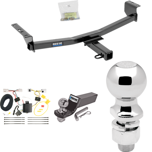 Fits 2014-2014 Nissan Rogue Select Trailer Hitch Tow PKG w/ 4-Flat Wiring + Starter Kit Ball Mount w/ 2" Drop & 2" Ball + 2-5/16" Ball By Reese Towpower