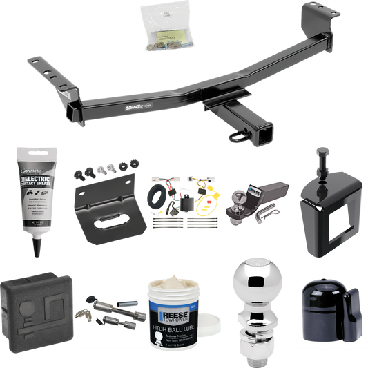 Fits 2008-2013 Nissan Rogue Trailer Hitch Tow PKG w/ 4-Flat Wiring + Starter Kit Ball Mount w/ 2" Drop & 2" Ball + 2-5/16" Ball + Wiring Bracket + Dual Hitch & Coupler Locks + Hitch Cover + Wiring Tester + Ball Lube +Electric Grease + Ball Wrench + A