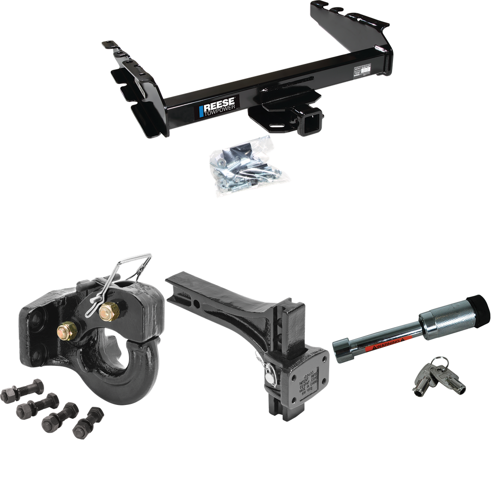 Fits 1994-2002 Dodge Ram 3500 Trailer Hitch Tow PKG w/ Adjustable Pintle Hook Mounting Plate + 10K Pintle Hook + Hitch Lock By Reese Towpower