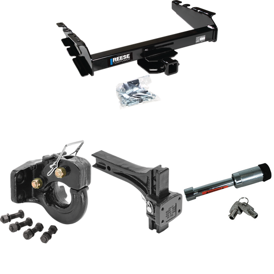 Fits 1994-2002 Dodge Ram 3500 Trailer Hitch Tow PKG w/ Adjustable Pintle Hook Mounting Plate + 10K Pintle Hook + Hitch Lock By Reese Towpower