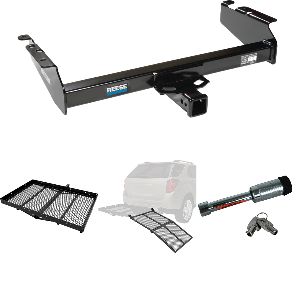 Fits 1994-2002 Dodge Ram 3500 Trailer Hitch Tow PKG w/ Cargo Carrier + Bi-Fold Ramp + Hitch Lock By Reese Towpower