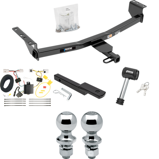 Fits 2014-2014 Nissan Rogue Select Trailer Hitch Tow PKG w/ 4-Flat Wiring Harness + Draw-Bar + 1-7/8" + 2" Ball + Hitch Lock By Reese Towpower