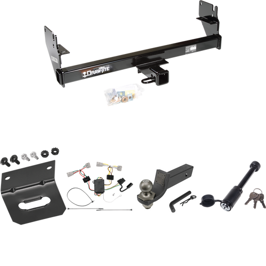 Fits 2005-2015 Toyota Tacoma Trailer Hitch Tow PKG w/ 4-Flat Wiring + Interlock Tactical Starter Kit w/ 2" Drop & 2" Ball + Tactical Dogbone Lock + Wiring Bracket (Excludes: X-Runner Models) By Draw-Tite