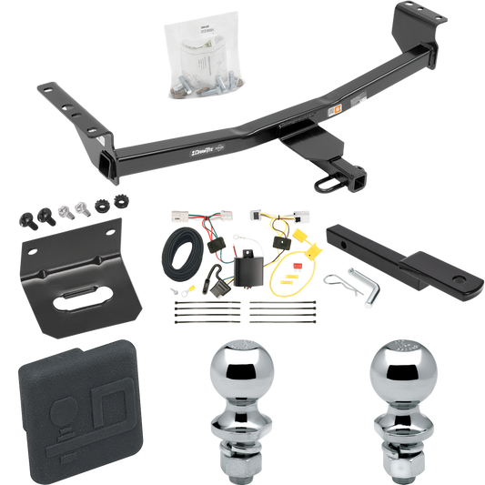 Se adapta al paquete de remolque con enganche de remolque Nissan Rogue Select 2014-2014 con arnés de cableado plano de 4 + barra de tracción + bola de 1-7/8" + bola de 2" + soporte de cableado + cubierta de enganche de Draw-Tite