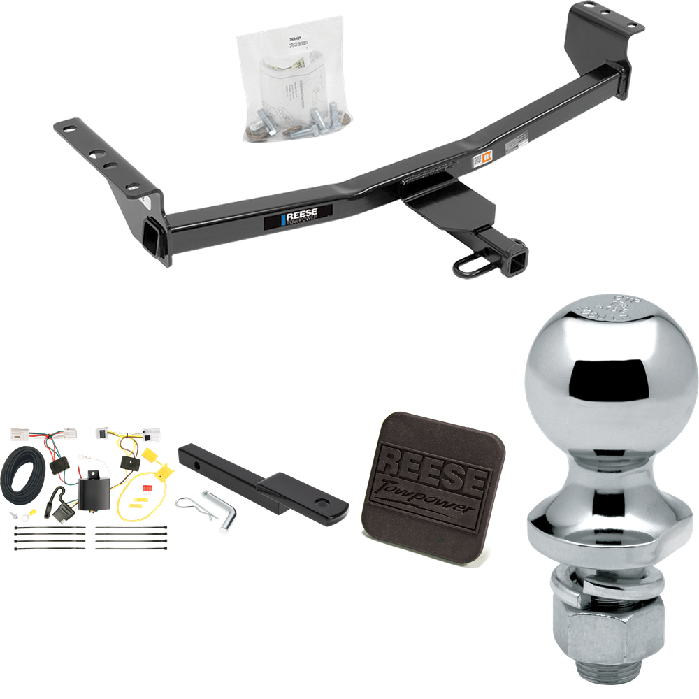 Fits 2014-2014 Nissan Rogue Select Trailer Hitch Tow PKG w/ 4-Flat Wiring Harness + Draw-Bar + 1-7/8" Ball + Hitch Cover By Reese Towpower