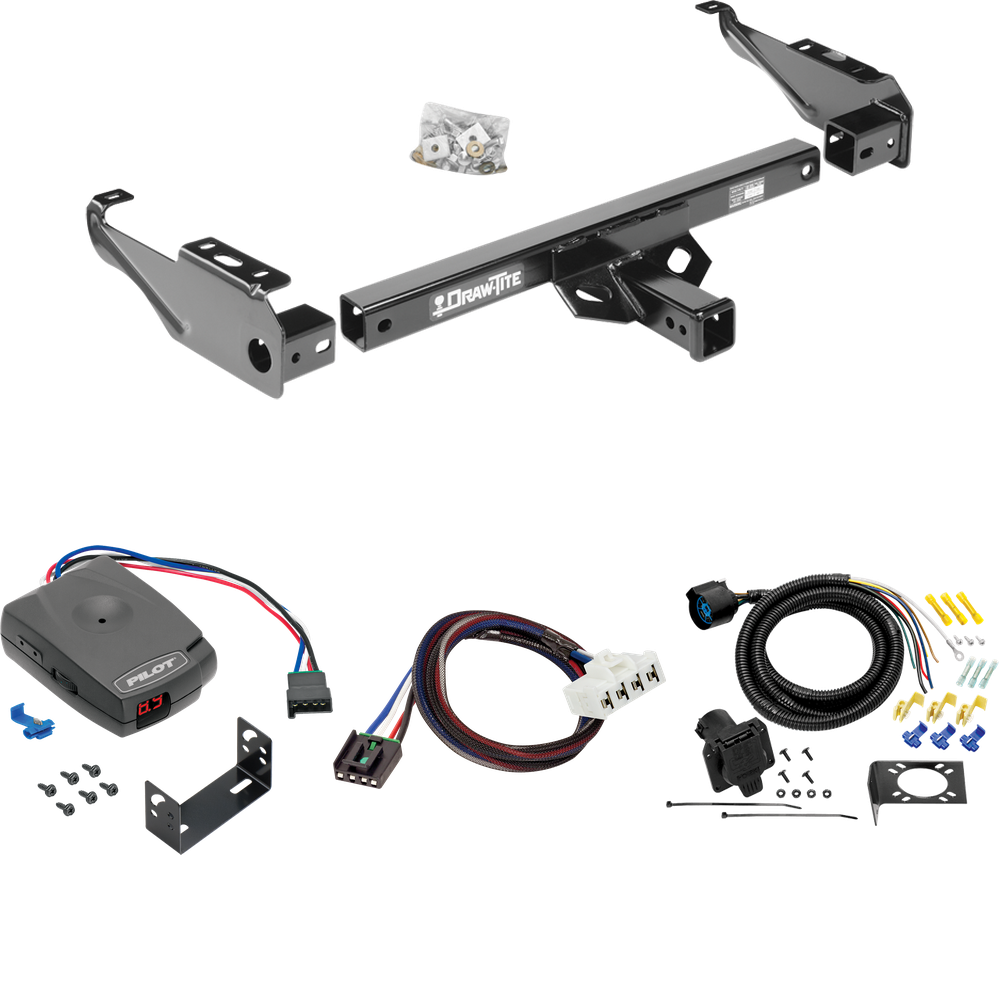 Fits 1995-2002 Dodge Ram 3500 Trailer Hitch Tow PKG w/ Pro Series Pilot Brake Control + Plug & Play BC Adapter + 7-Way RV Wiring By Draw-Tite