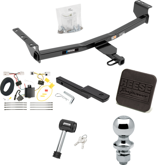 Fits 2014-2023 Nissan Rogue Trailer Hitch Tow PKG w/ 4-Flat Wiring Harness + Draw-Bar + 1-7/8" Ball + Hitch Cover + Hitch Lock (Excludes: Sport Models) By Reese Towpower