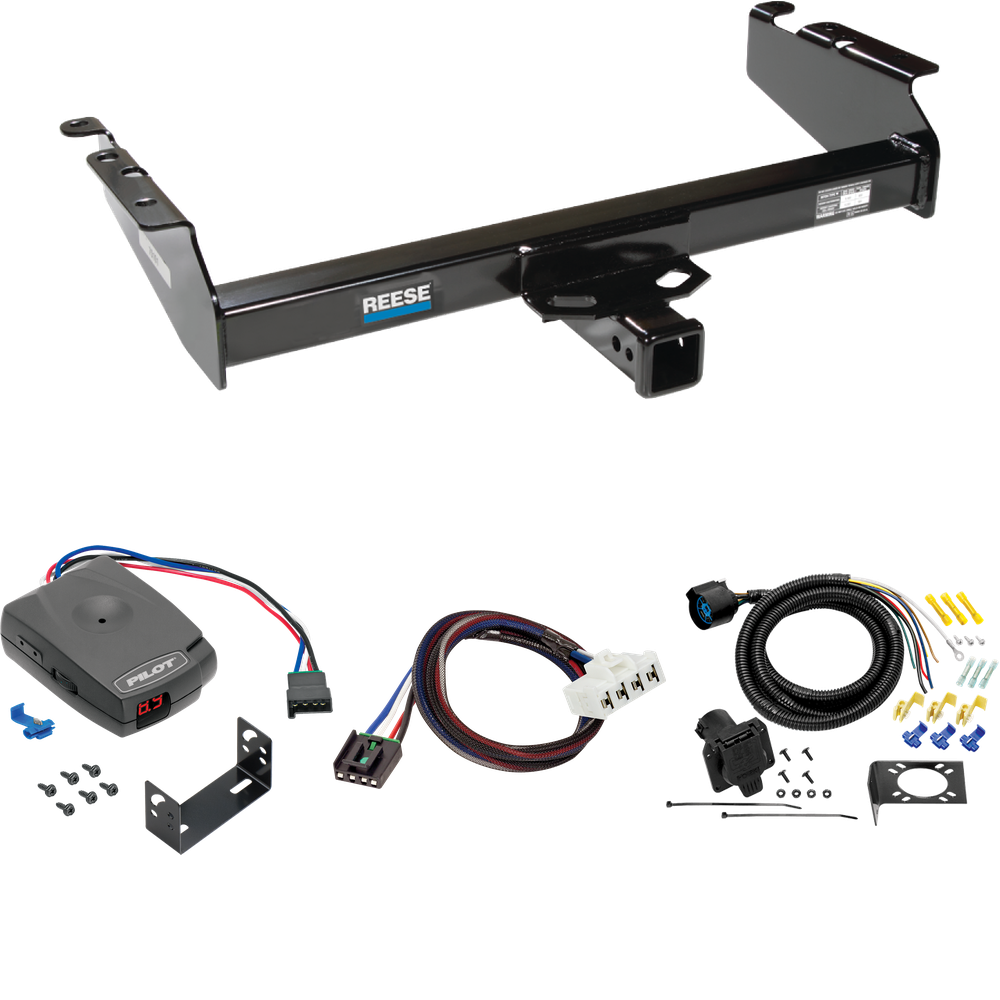 Fits 1995-2001 Dodge Ram 1500 Trailer Hitch Tow PKG w/ Pro Series Pilot Brake Control + Plug & Play BC Adapter + 7-Way RV Wiring By Reese Towpower