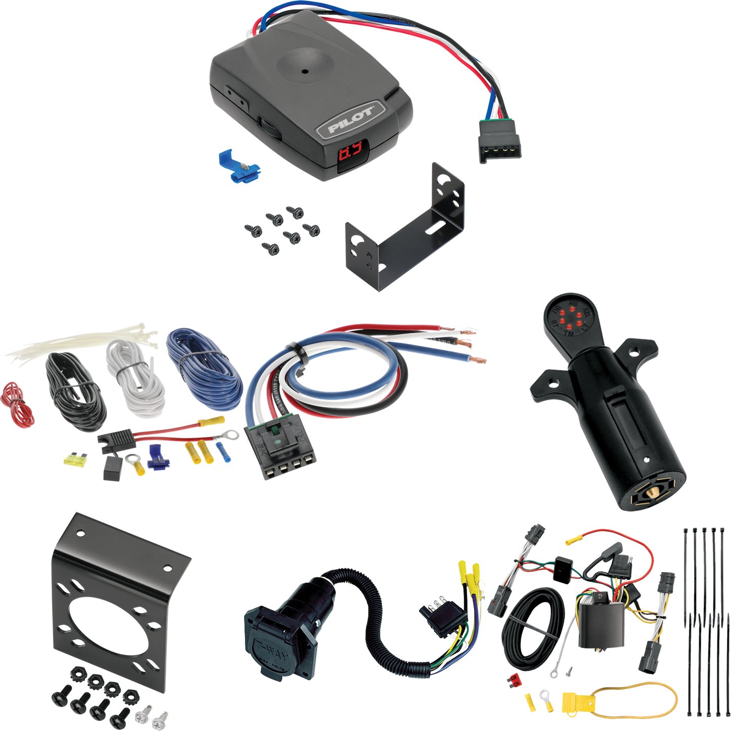 Fits 2006-2012 KIA Sedona 7-Way RV Wiring + Pro Series Pilot Brake Control + Generic BC Wiring Adapter + 7-Way Tester By Tekonsha