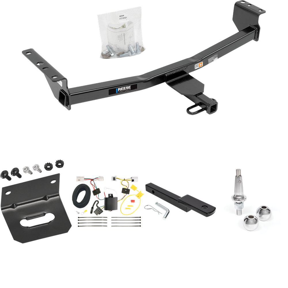 Se adapta al paquete de enganche de remolque Nissan Rogue 2008-2013 con arnés de cableado de 4 planos + barra de tracción + bolas intercambiables de 1-7/8" y 2" + soporte de cableado (excluye: modelos Krom) de Reese Towpower