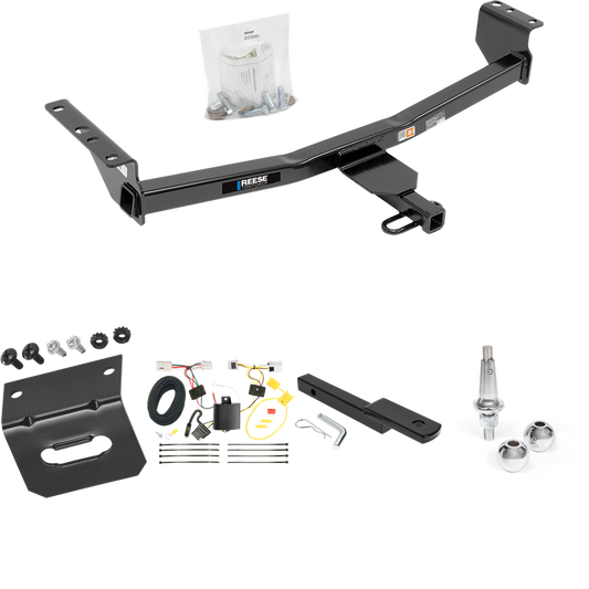 Fits 2008-2013 Nissan Rogue Trailer Hitch Tow PKG w/ 4-Flat Wiring Harness + Draw-Bar + Interchangeable 1-7/8" & 2" Balls + Wiring Bracket (Excludes: Krom Models) By Reese Towpower