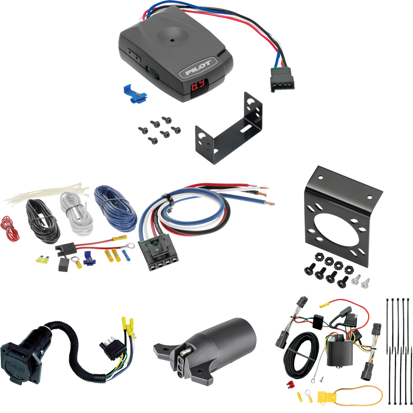 Se adapta al cableado de 7 vías RV KIA Sedona 2006-2012 + control de freno piloto serie Pro + adaptador de cableado BC genérico + adaptador de 7 vías a 4 vías de Tekonsha