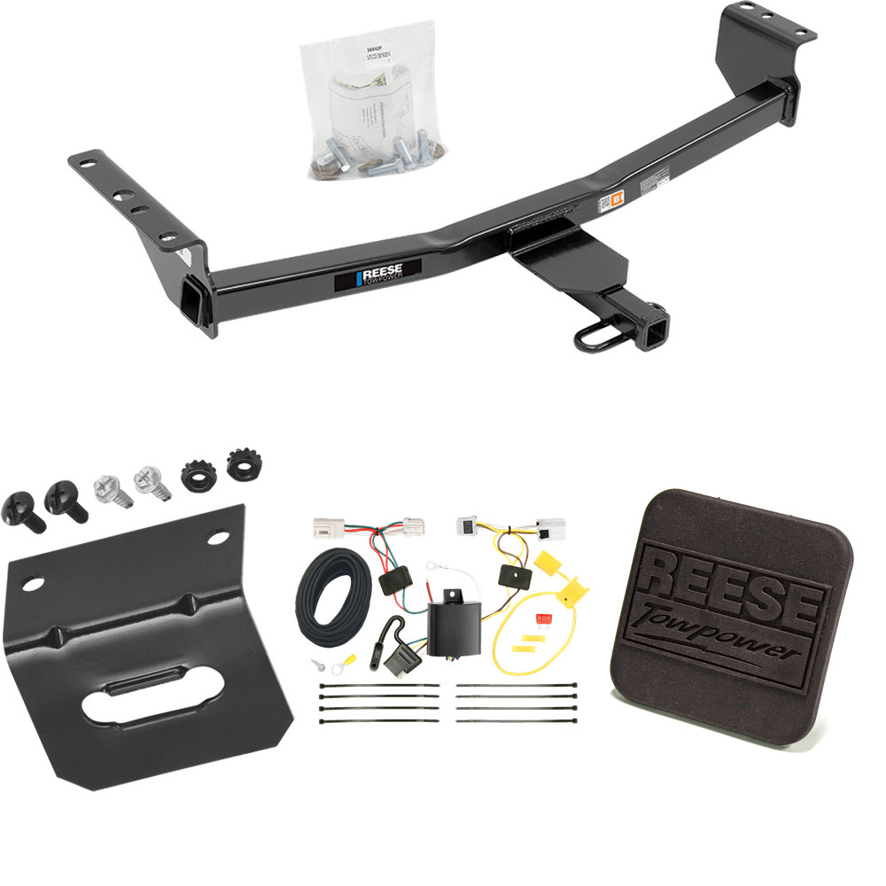 Fits 2014-2014 Nissan Rogue Select Trailer Hitch Tow PKG w/ 4-Flat Wiring Harness + Hitch Cover By Reese Towpower