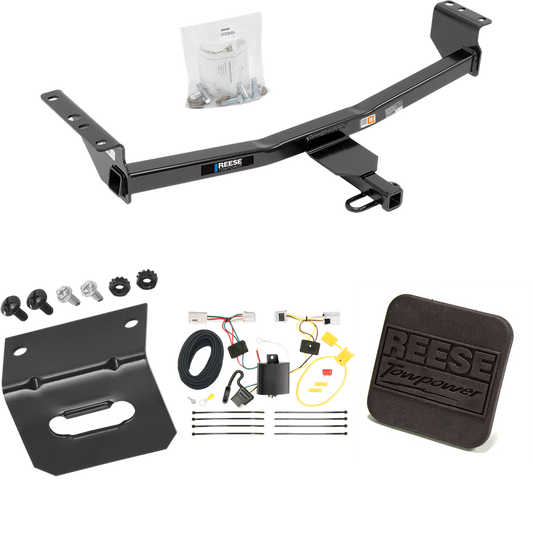 Se adapta al paquete de enganche de remolque Nissan Rogue Select 2014-2014 con arnés de cableado plano de 4 + cubierta de enganche de Reese Towpower