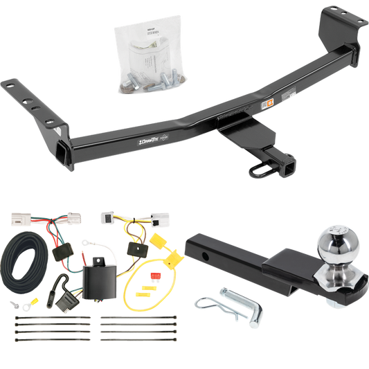 Fits 2014-2020 Nissan Rogue Trailer Hitch Tow PKG w/ 4-Flat Wiring Harness + Interlock Starter Kit w/ 2" Ball 1-1/4" Drop 3/4" Rise (Excludes: Sport Models) By Draw-Tite