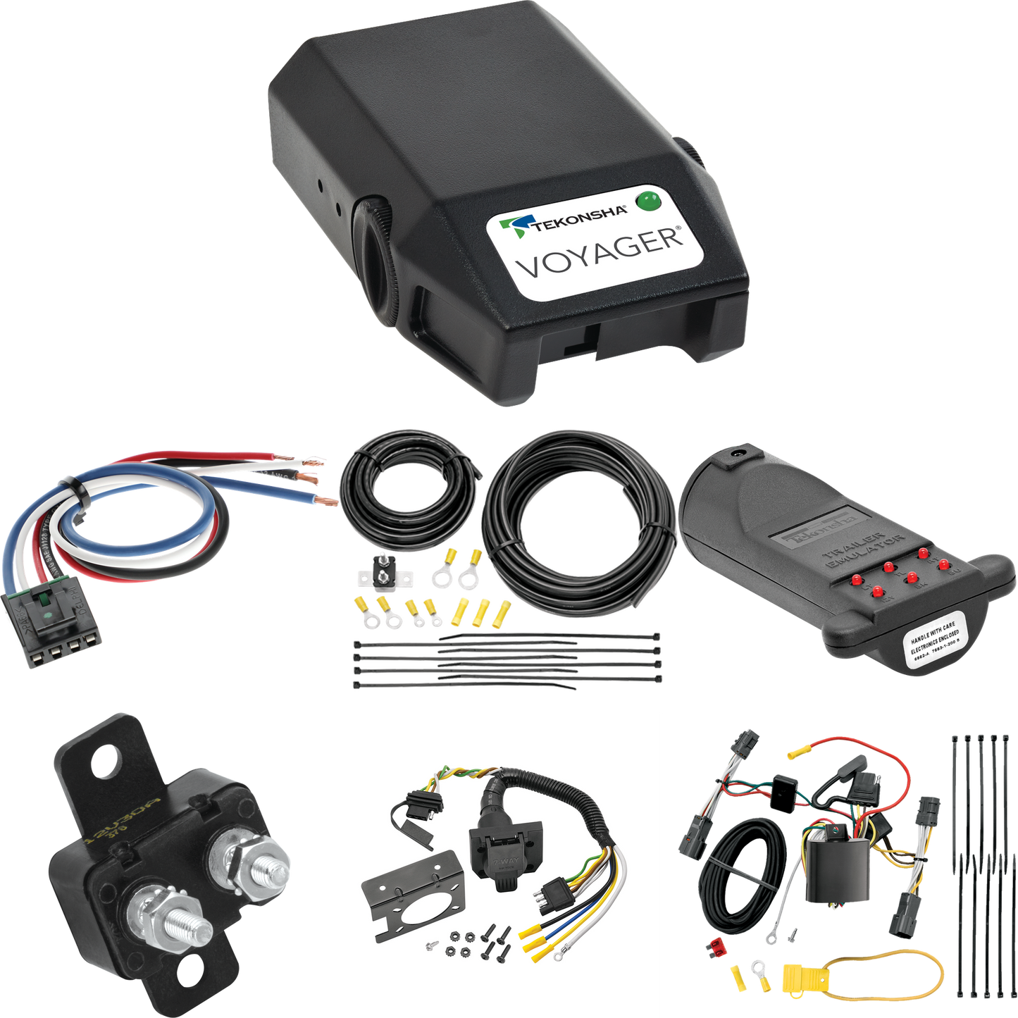 Fits 2006-2012 KIA Sedona 7-Way RV Wiring + Tekonsha Voyager Brake Control + Generic BC Wiring Adapter + 7-Way Tester and Trailer Emulator By Tekonsha