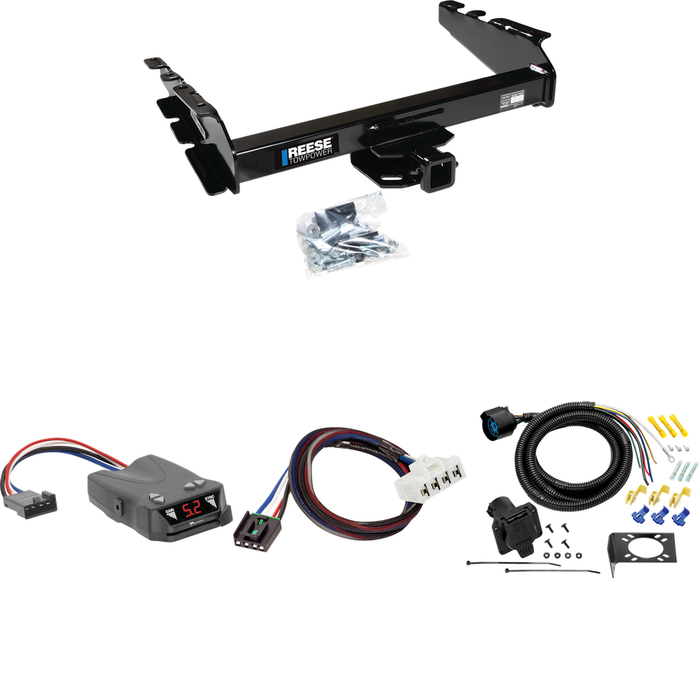 Se adapta al paquete de enganche de remolque Dodge Ram 1500 1995-2001 con control de freno Tekonsha Brakeman IV + adaptador BC Plug &amp; Play + cableado RV de 7 vías de Reese Towpower