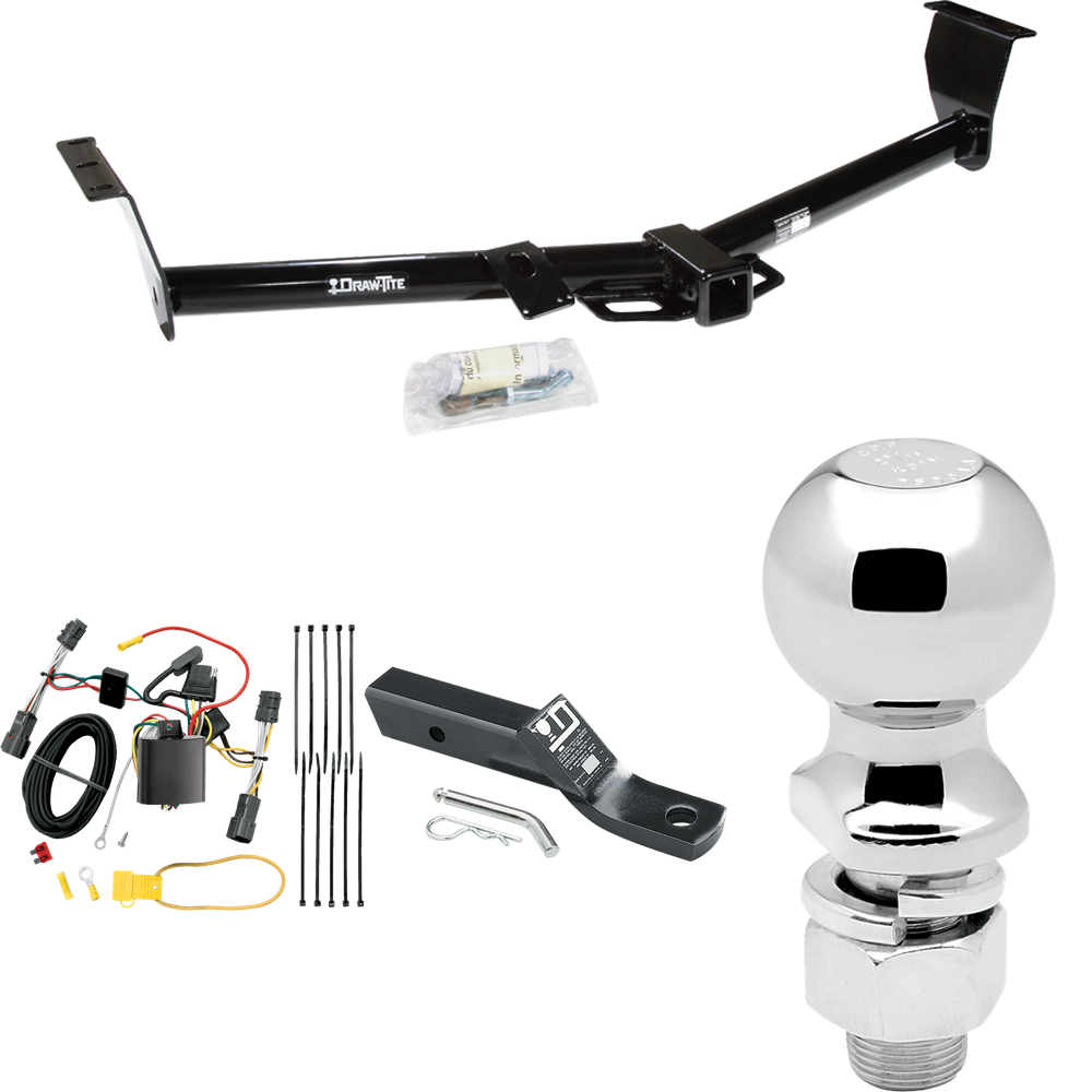 Fits 2007-2009 Hyundai Entourage Trailer Hitch Tow PKG w/ 4-Flat Wiring + Ball Mount w/ 2" Drop + 2-5/16" Ball By Draw-Tite