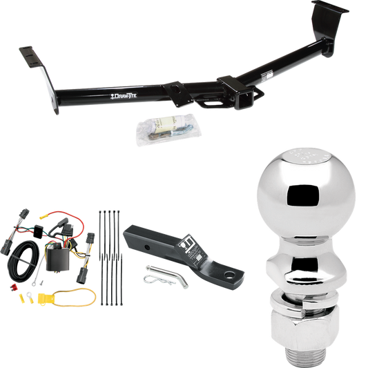 Fits 2007-2009 Hyundai Entourage Trailer Hitch Tow PKG w/ 4-Flat Wiring + Ball Mount w/ 2" Drop + 2-5/16" Ball By Draw-Tite