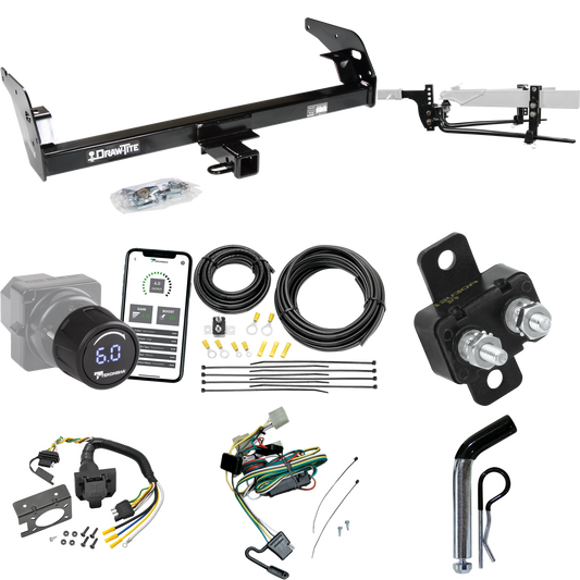 Fits 1995-2004 Toyota Tacoma Trailer Hitch Tow PKG w/ 6K Round Bar Weight Distribution Hitch w/ 2-5/16" Ball + Pin/Clip + Tekonsha Prodigy iD Bluetooth Wireless Brake Control + 7-Way RV Wiring (For (App. starts 1995-1/2) Models) By Draw-Tite