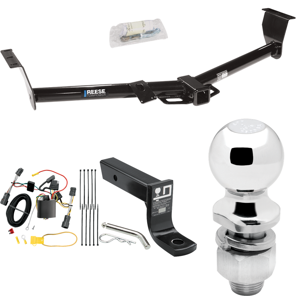 Fits 2007-2009 Hyundai Entourage Trailer Hitch Tow PKG w/ 4-Flat Wiring + Ball Mount w/ 4" Drop + 2" Ball By Reese Towpower