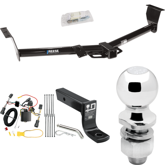 Fits 2007-2009 Hyundai Entourage Trailer Hitch Tow PKG w/ 4-Flat Wiring + Ball Mount w/ 4" Drop + 2" Ball By Reese Towpower