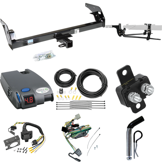 Fits 1995-2004 Toyota Tacoma Trailer Hitch Tow PKG w/ 6K Round Bar Weight Distribution Hitch w/ 2-5/16" Ball + Pin/Clip + Tekonsha Primus IQ Brake Control + 7-Way RV Wiring (For (App. starts 1995-1/2) Models) By Reese Towpower