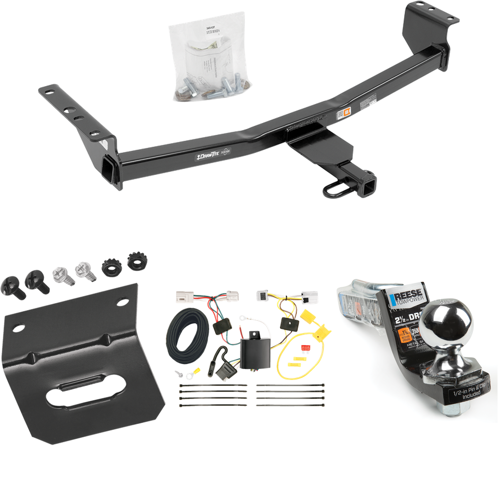 Fits 2014-2014 Nissan Rogue Select Trailer Hitch Tow PKG w/ 4-Flat Wiring Harness + Interlock Starter Kit w/ 2" Ball 2-1/2" Drop 2" Rise + Wiring Bracket By Draw-Tite