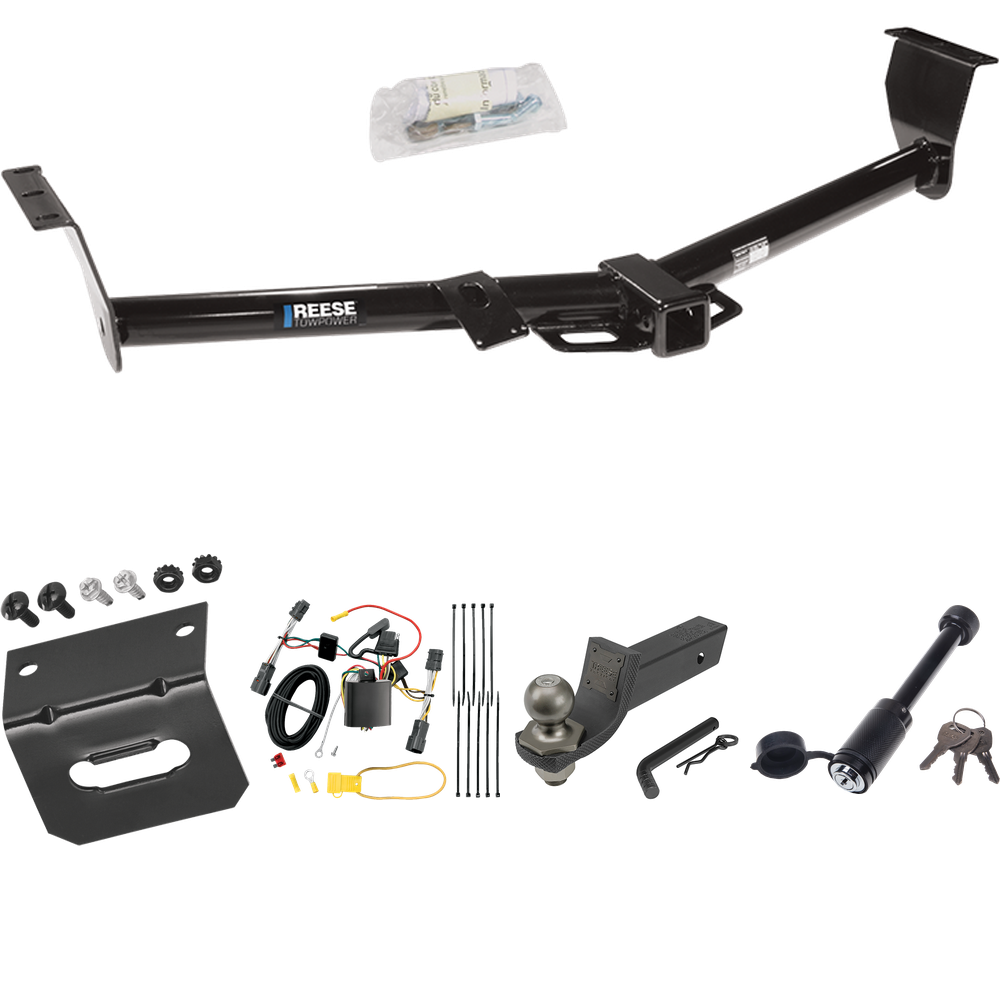 Fits 2006-2012 KIA Sedona Trailer Hitch Tow PKG w/ 4-Flat Wiring + Interlock Tactical Starter Kit w/ 2" Drop & 2" Ball + Tactical Dogbone Lock + Wiring Bracket (For 118.9" Wheelbase Models) By Reese Towpower