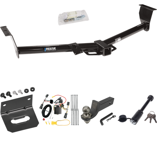 Fits 2006-2012 KIA Sedona Trailer Hitch Tow PKG w/ 4-Flat Wiring + Interlock Tactical Starter Kit w/ 2" Drop & 2" Ball + Tactical Dogbone Lock + Wiring Bracket (For 118.9" Wheelbase Models) By Reese Towpower