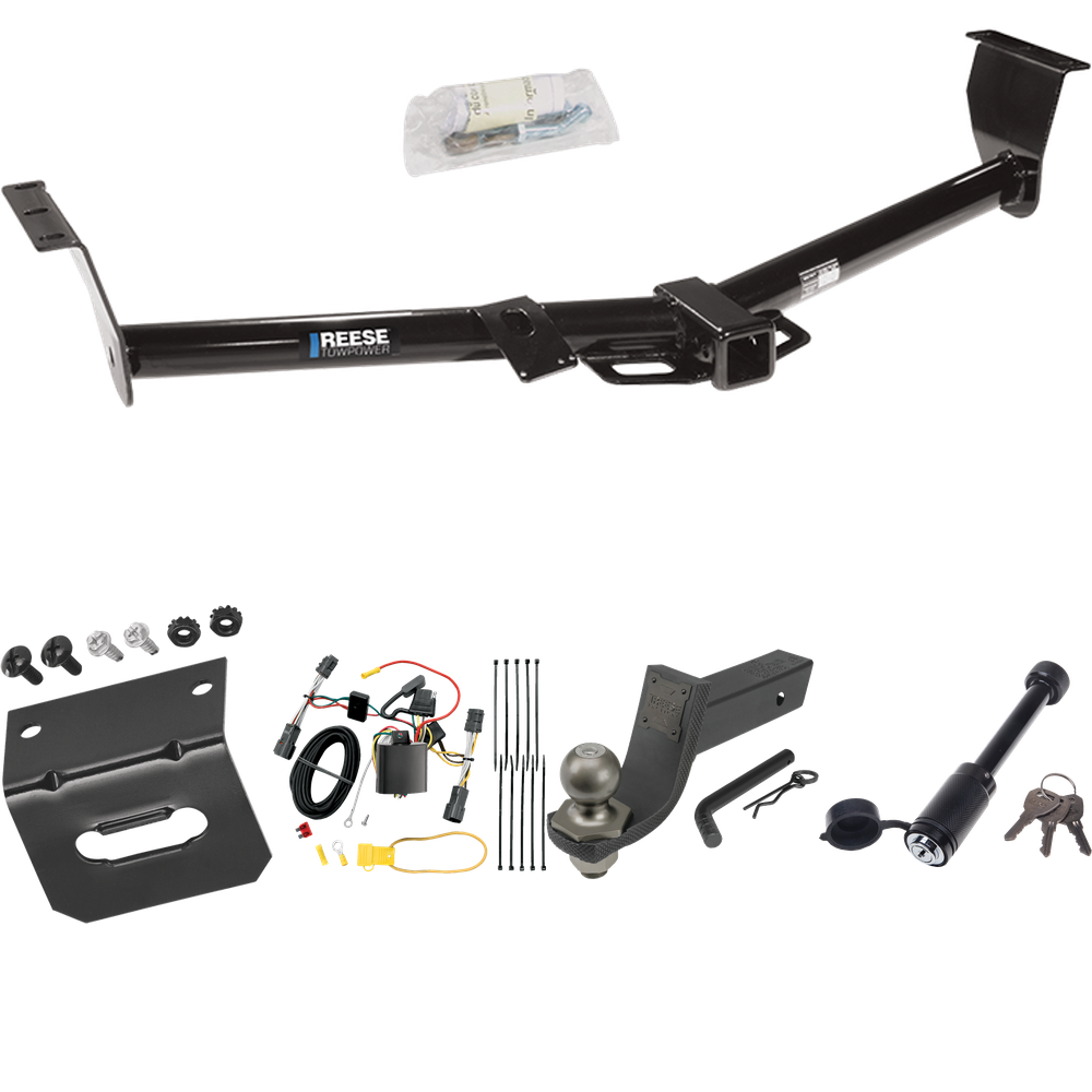 Fits 2006-2012 KIA Sedona Trailer Hitch Tow PKG w/ 4-Flat Wiring + Interlock Tactical Starter Kit w/ 3-1/4" Drop & 2" Ball + Tactical Dogbone Lock + Wiring Bracket (For 118.9" Wheelbase Models) By Reese Towpower