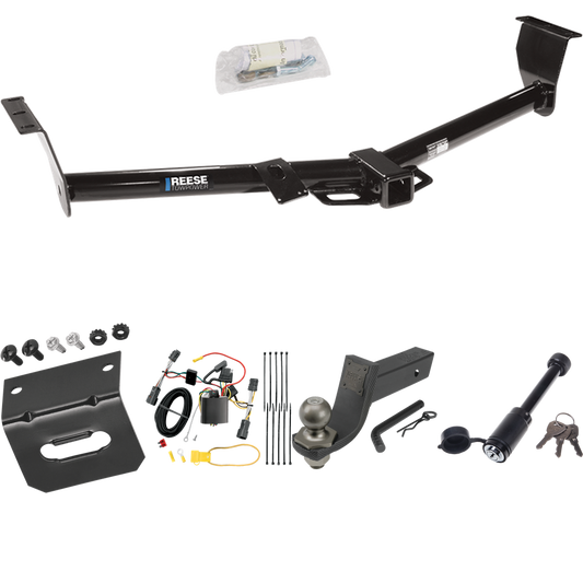 Fits 2006-2012 KIA Sedona Trailer Hitch Tow PKG w/ 4-Flat Wiring + Interlock Tactical Starter Kit w/ 3-1/4" Drop & 2" Ball + Tactical Dogbone Lock + Wiring Bracket (For 118.9" Wheelbase Models) By Reese Towpower