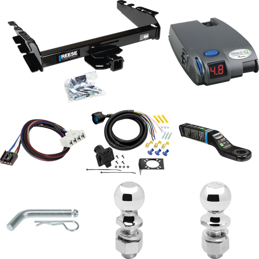 Fits 1995-2002 Dodge Ram 2500 Trailer Hitch Tow PKG w/ Tekonsha Primus IQ Brake Control + Plug & Play BC Adapter + 7-Way RV Wiring + 2" & 2-5/16" Ball & Drop Mount By Reese Towpower