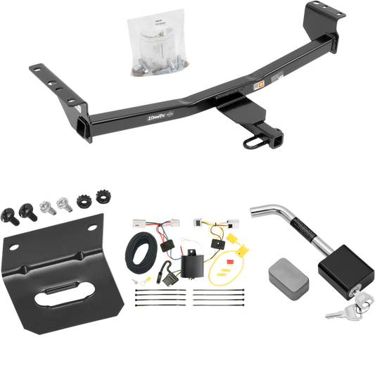 Fits 2008-2013 Nissan Rogue Trailer Hitch Tow PKG w/ 4-Flat Wiring Harness + Wiring Bracket + Hitch Lock (Excludes: Krom Models) By Draw-Tite