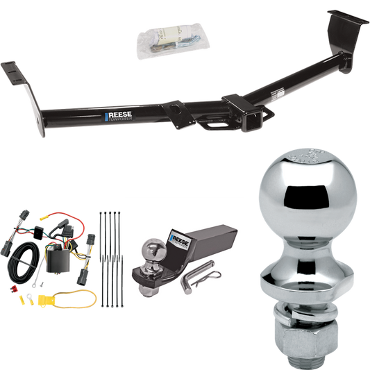 Fits 2006-2012 KIA Sedona Trailer Hitch Tow PKG w/ 4-Flat Wiring + Starter Kit Ball Mount w/ 2" Drop & 2" Ball + 1-7/8" Ball (For 118.9" Wheelbase Models) By Reese Towpower