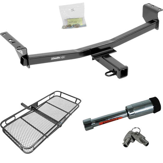 Fits 2008-2013 Nissan Rogue Trailer Hitch Tow PKG w/ 60" x 24" Cargo Carrier + Hitch Lock (Excludes: Krom Models) By Draw-Tite