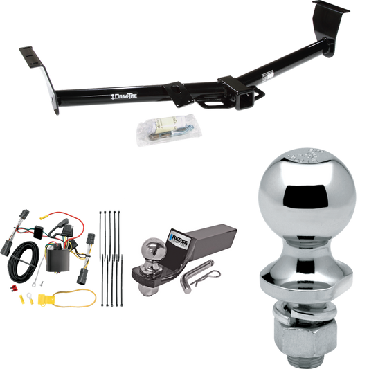 Fits 2007-2009 Hyundai Entourage Trailer Hitch Tow PKG w/ 4-Flat Wiring + Starter Kit Ball Mount w/ 2" Drop & 2" Ball + 1-7/8" Ball By Draw-Tite